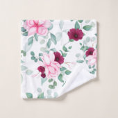 ピンクエレガントレッドシックフローラ バスタオルセット (ウォッシュタオル)