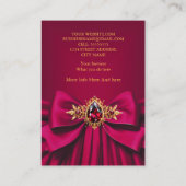 ピンクエレガントレッド金ゴールドジュエルボウドレープ 名刺 (裏面)