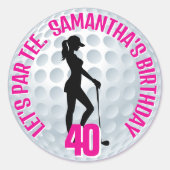 ピンクエレガントレディーゴルファー ラウンドシール (正面)