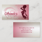 ピンクエレガントレディ美しいサロン名刺 名刺 (正面/裏面)