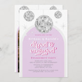 ピンクエレガントレトロディスコ婚約 招待状 (正面/裏面)