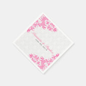ピンクエレガントレースホワイトダマスク スタンダードカクテルナプキン (角)