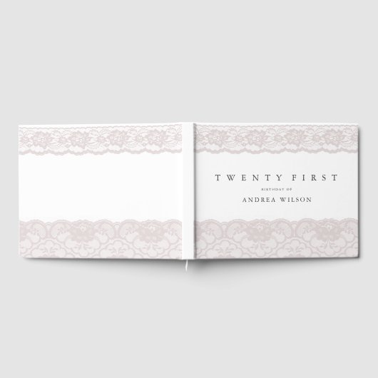 ピンクエレガントレース21歳の誕生日パーティー ゲストブック (全面)