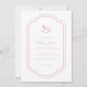 ピンクエレガントロッキング馬赤ちゃんシャワー招待状 招待状 (正面)