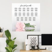 ピンクエレガントローズの結婚シーティングチャート17 ポスター (ホームオフィス)