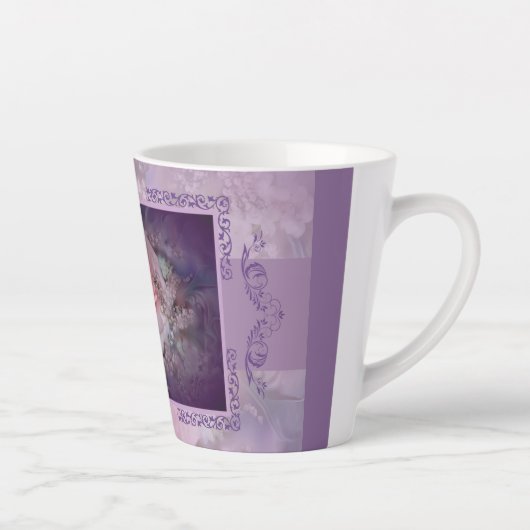 ピンクエレガントローズアンドレースラテマグカップ カフェラテマグ (右)