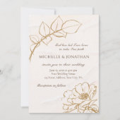 ピンクエレガントローズアートフローラクリスチャン結婚ズ 招待状 (正面)