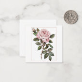 ピンクエレガントローズインフル開花 ノートカード (正面/裏面インサイチュ)