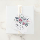 ピンクエレガントローズウォーターカラーフローラブルー結婚ズ フェイバータグ (インサイチュ)