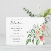 ピンクエレガントローズウォーターカラーベビー献身 招待状 (スタンド正面)