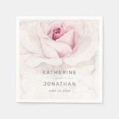 ピンクエレガントローズウォーターフローラスクリプ結婚ト スタンダードカクテルナプキン (正面)