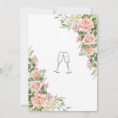 ピンクエレガントローズウォーターフローラブライダルシャワー 招待状 (裏面)