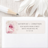 ピンクエレガントローズウォーターフローラ差出人住所 ラベル (インサイチュ)