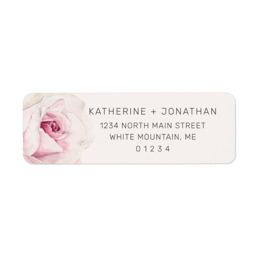 ピンクエレガントローズウォーターフローラ差出人住所 ラベル (正面)