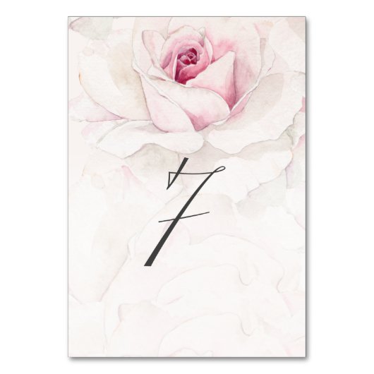 ピンクエレガントローズウォーター色フローラNo 7結婚s テーブルナンバー (正面)