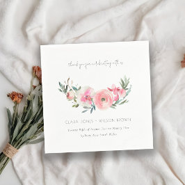 ピンクエレガントローズオーキッドウォーターフローラズ結婚 スタンダードカクテルナプキン