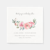 ピンクエレガントローズオーキッドウォーターフローラズ結婚 スタンダードカクテルナプキン (正面)