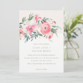 ピンクエレガントローズオーキッドウォーターフローラズ結婚 招待状 (スタンド正面)
