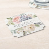 ピンクエレガントローズガーデンスイートベビーガールシャワー ペーパーコースター (アングル)