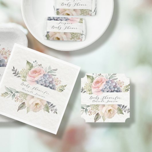 ピンクエレガントローズガーデンスイートベビーガールシャワー ペーパーコースター