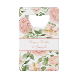 ピンクエレガントローズガーデン クレジットカード栓抜き