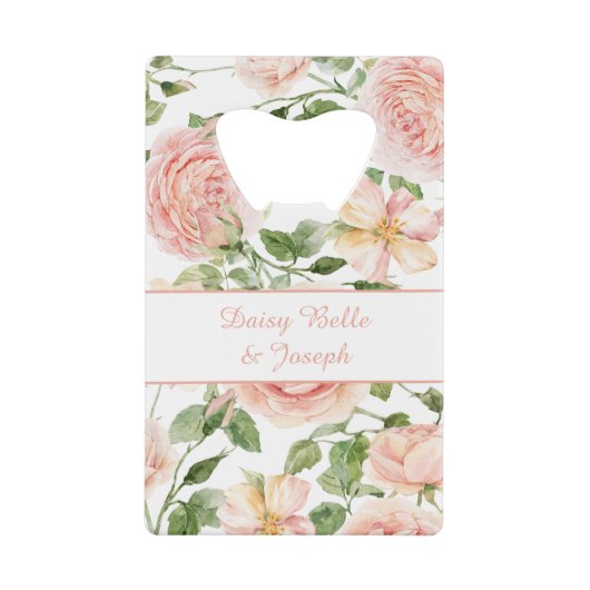 ピンクエレガントローズガーデン クレジットカード栓抜き (正面)