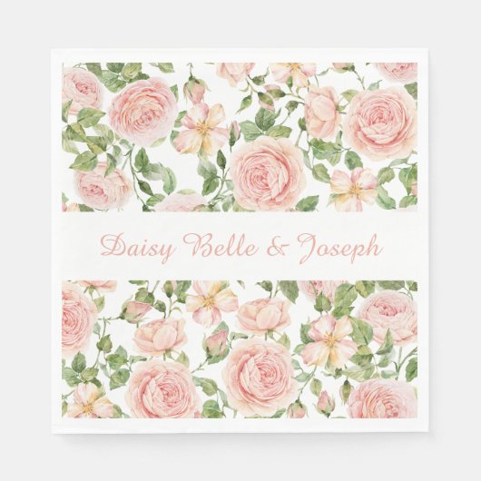 ピンクエレガントローズガーデン スタンダードランチョンナプキン (正面)