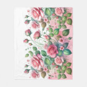 ピンクエレガントローズガーデン フリースブランケット (正面)