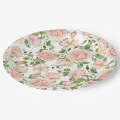ピンクエレガントローズガーデン ペーパープレート (アングル)