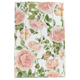 ピンクエレガントローズガーデン ミディアムペーパーバッグ