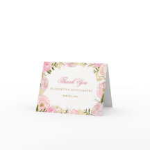 ピンクエレガントローズキンセアニェラサンキューカード