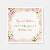 ピンクエレガントローズキンセアニェラナプキン スタンダードカクテルナプキン (正面)