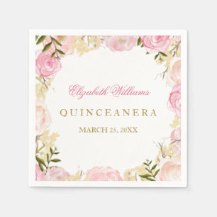 ピンクエレガントローズキンセアニェラナプキン スタンダードカクテルナプキン