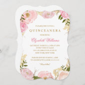 ピンクエレガントローズキンセアニェラ招待状 招待状 (正面/裏面)