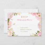 ピンクエレガントローズキンセアニェラRSVP 出欠カード (正面)