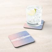 ピンクエレガントローズクォーツブルーパステルシェブロン名 コースター (右側)