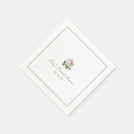 ピンクエレガントローズクラシックブライダルシャワー スタンダードカクテルナプキン (角)