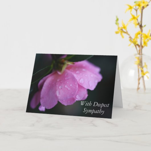 ピンクエレガントローズクローズアップ付き/露悔やみや弔慰 カード (黄色い花)