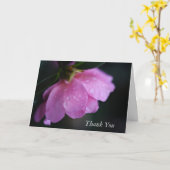 ピンクエレガントローズクローズアップw/露ハッピーサンキュー カード (黄色い花)