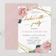 ピンクエレガントローズゴールドフォイルバチェロレッテ