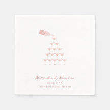 ピンクエレガントローズシャンパンタワースクリプ結婚ト