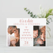 ピンクエレガントローズシャンパンタワースクリプ結婚ト セーブザデート (スタンド正面)