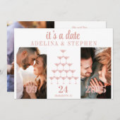 ピンクエレガントローズシャンパンタワースクリプ結婚ト セーブザデート (正面/裏面)