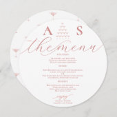 ピンクエレガントローズシャンパンタワースクリプ結婚ト メニュー (正面/裏面)