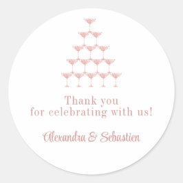 ピンクエレガントローズシャンパンタワースクリプ結婚ト ラウンドシール
