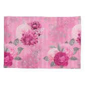 ピンクエレガントローズシルバーグリッターバタフライ 枕カバー (裏面)