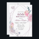 ピンクエレガントローズジオメトリック60th誕生日パーティー 招待状<br><div class="desc">Pink Rose Geometric 60th Birthday Party Invitationエレガントストアのマッチングコレクションを参照</div>
