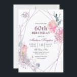 ピンクエレガントローズジオメトリック60th誕生日パーティー 招待状<br><div class="desc">Pink Rose Geometric 60th Birthday Party Invitationエレガントストアのマッチングコレクションを参照</div>