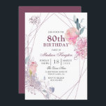 ピンクエレガントローズジオメトリック80th誕生日パーティー 招待状<br><div class="desc">ピンクエレガントローズジオメトリック80th誕生日パーティー招待状ストアの一致コレクションを参照</div>