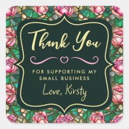 ピンクエレガントローズステンドグラス小規模企業 スクエアシール